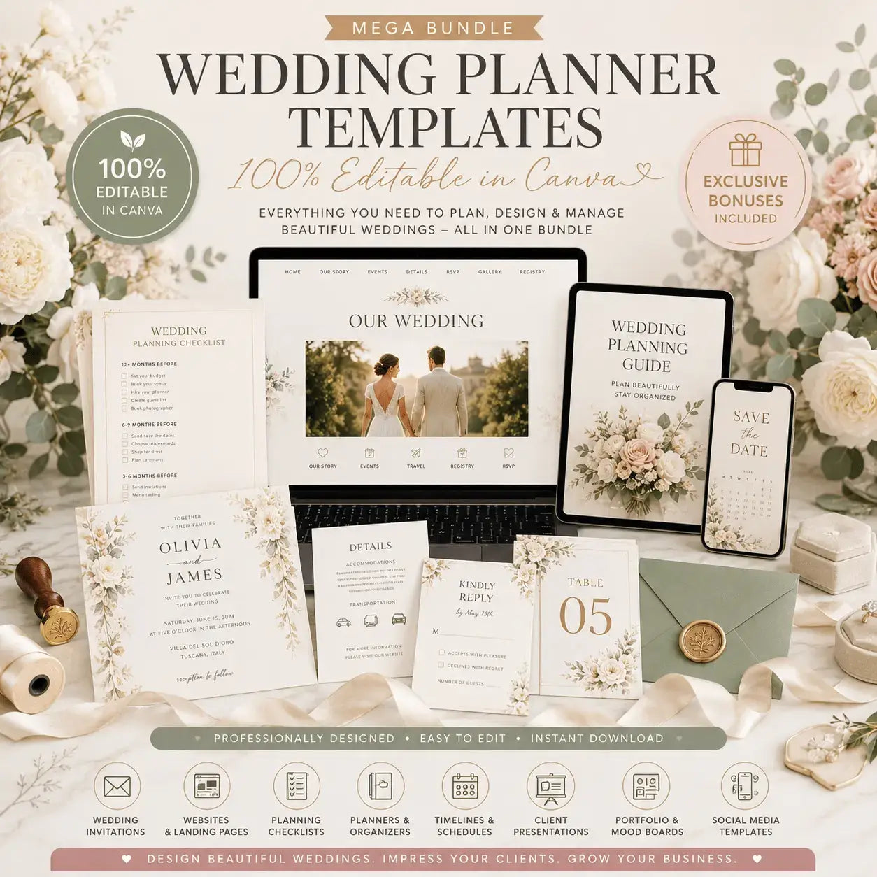 Launch or Scale Your Wedding Planning Business With Professional Canva Templates Ready in Minutes