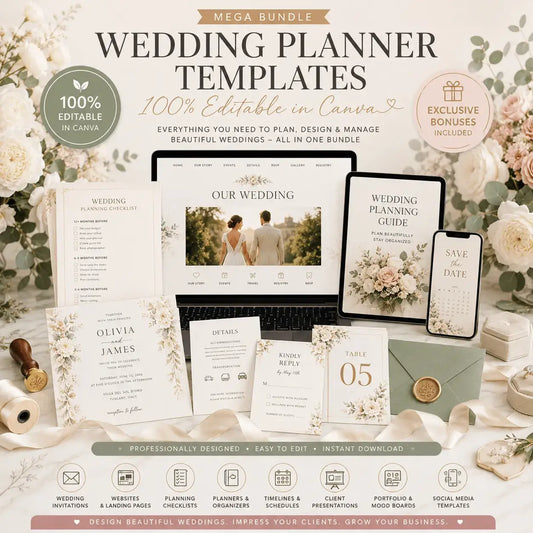 Launch or Scale Your Wedding Planning Business With Professional Canva Templates Ready in Minutes
